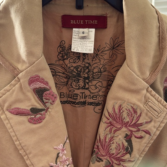 BLUE TIME (Johnny Was Vibe) Floral Embroidered Canvas Blazer Jacket Size S - Picture 3 of 8